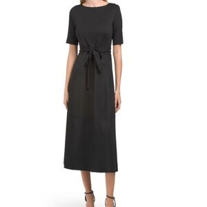 Anne Klein Mixed Media / Combo Faux Suede Black Dress